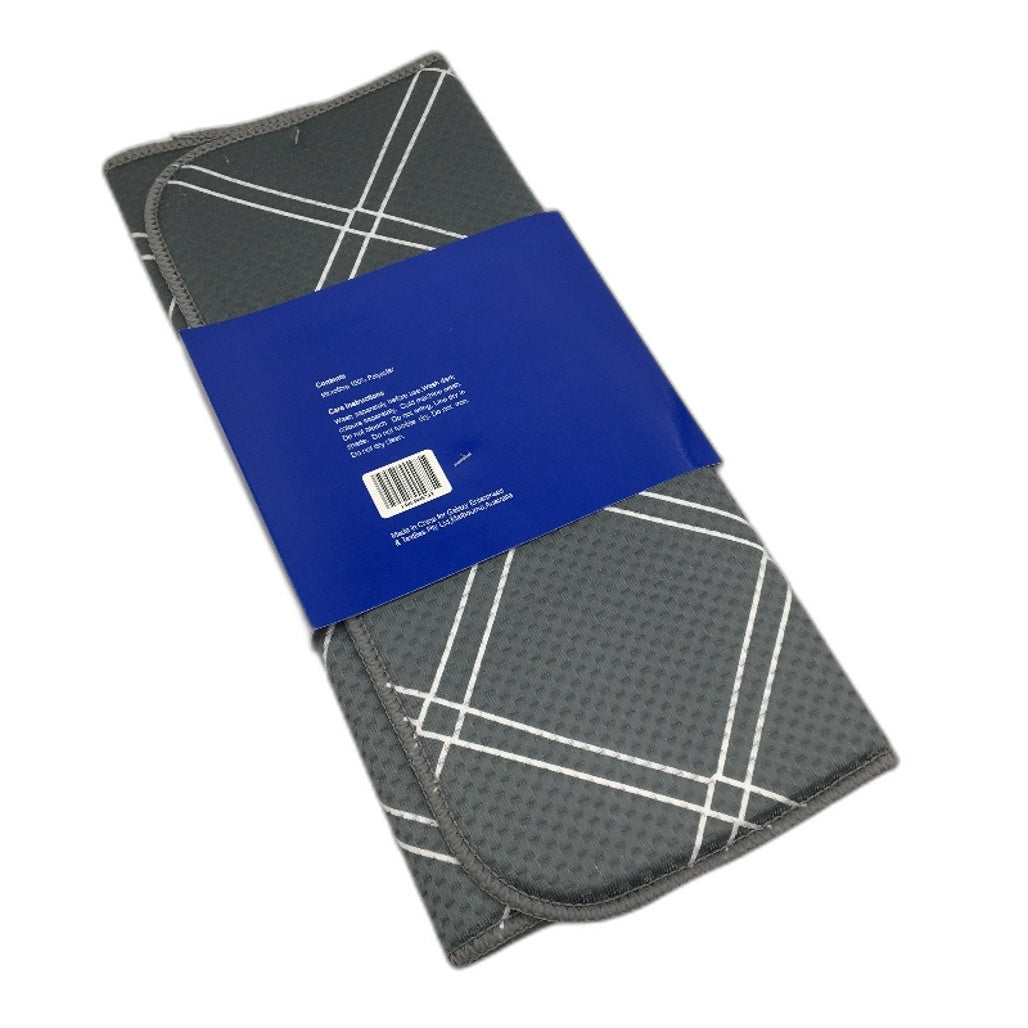 Microfibre 3Pck Green, Grey & Khaki Cushioned Dish Drying Mat Pack 38x50cm NEW