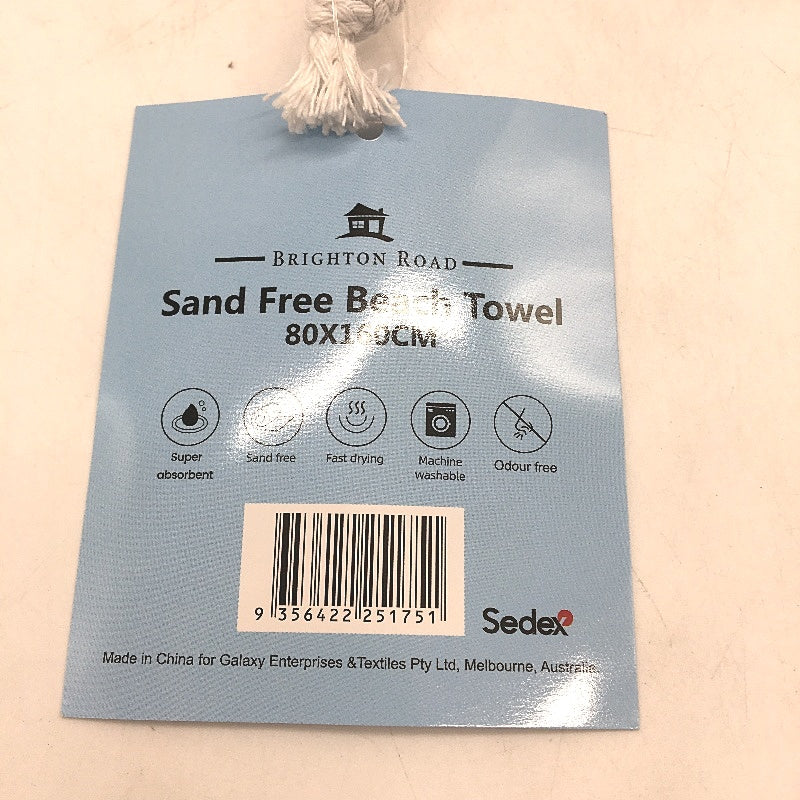Brighton Road Orange Sand Free Lightweight Microfibre Beach Towel In Bag NEW