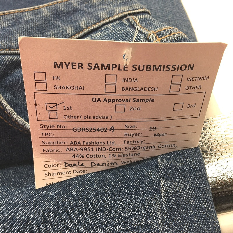 Grab Denim Sample A Line Indigo Blue Midi Jean Skirt Ladies Size AU 10 NEW