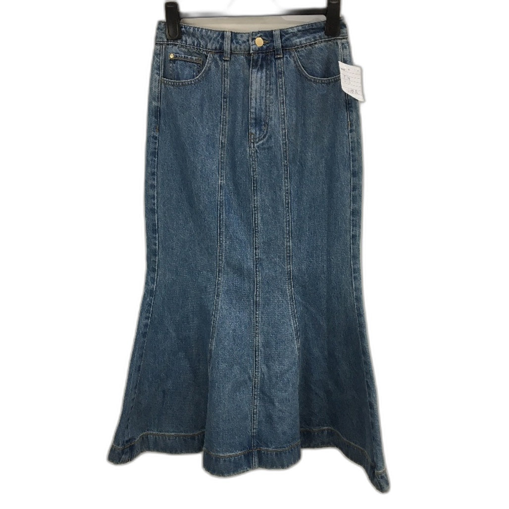 Piper Sample Flared Indigo Blue Denim Mermaid Midi Skirt Ladies Size AU 10 NEW