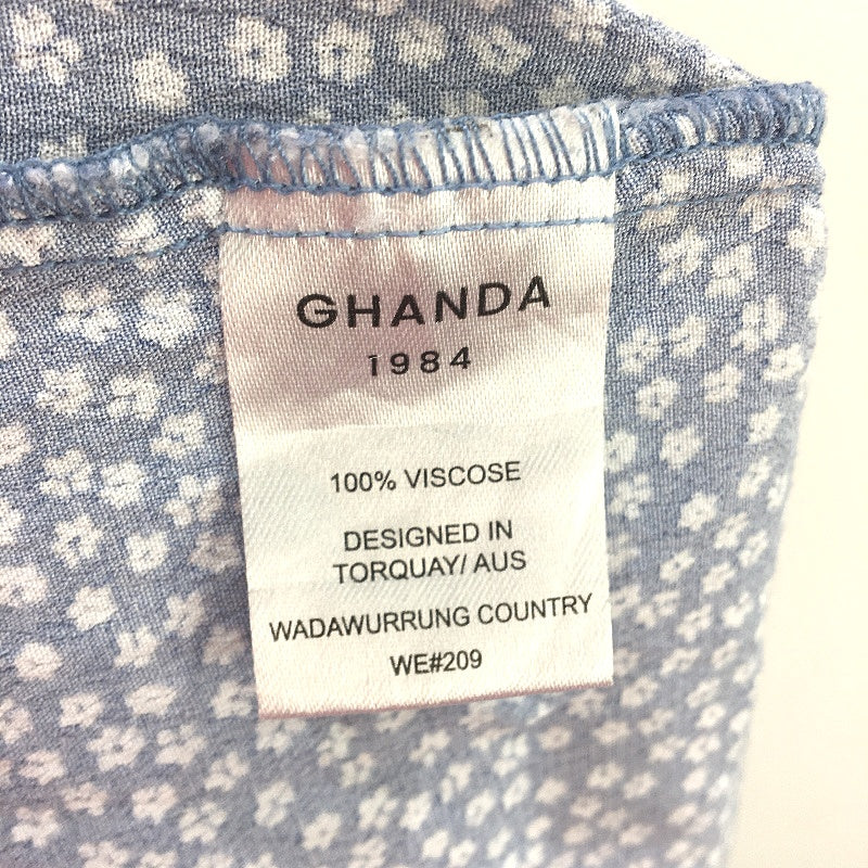 Ghanda Co Sicily Dainty Floral Strappy Blue Midi Dress Ladies Size XS