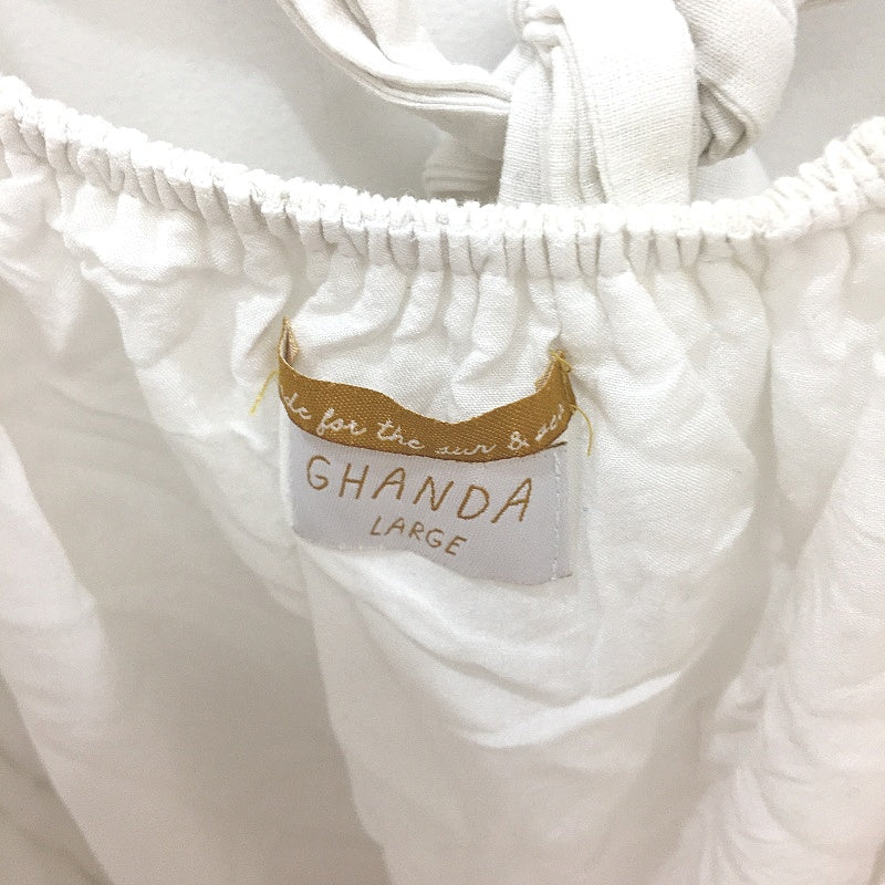 Ghanda Bow Back Strappy Sweetheart White Linen Summer Dress Ladies Size Large