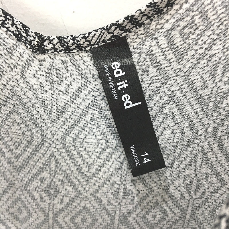 Edited Spaghetti Strap Black Diamond Pattern Mini Dress Ladies Size 14