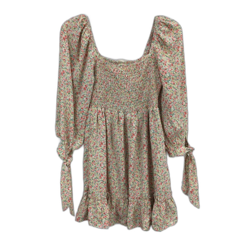 Cass & Cat Ruched Chest Princess Sleeve Multi Floral Mini Dress Ladies Size 6