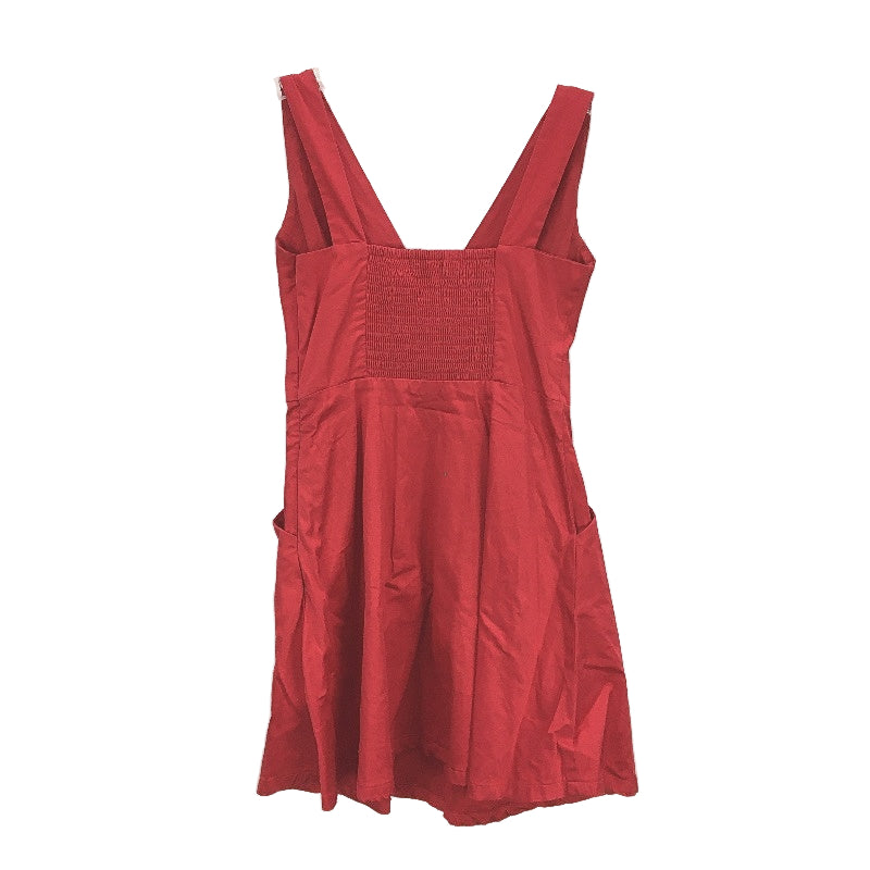 Portmans Sleeveless Red Cotton V Neck Pocketed Mini Dress Ladies Size 6
