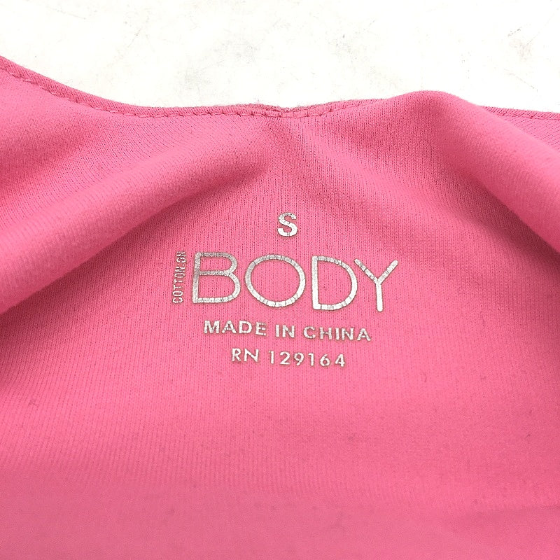 Cotton On Body Ribbed Twist Front Barbie Pink Crop Top Ladies Size Small