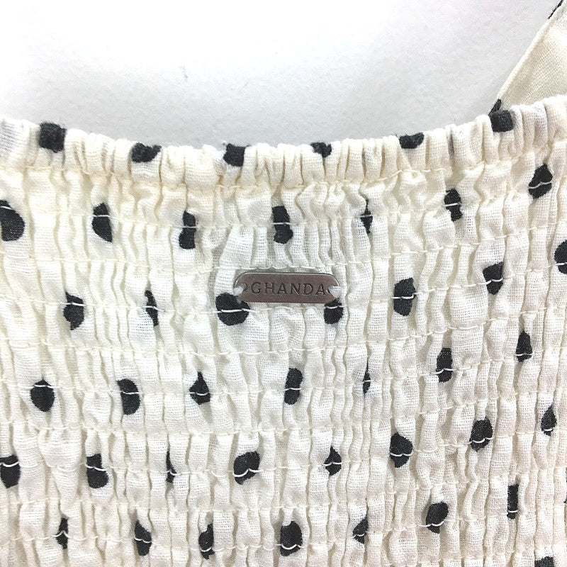 Ghanda Strappy Black Polka Dot Linen Blend White Mini Dress Ladies Size Medium