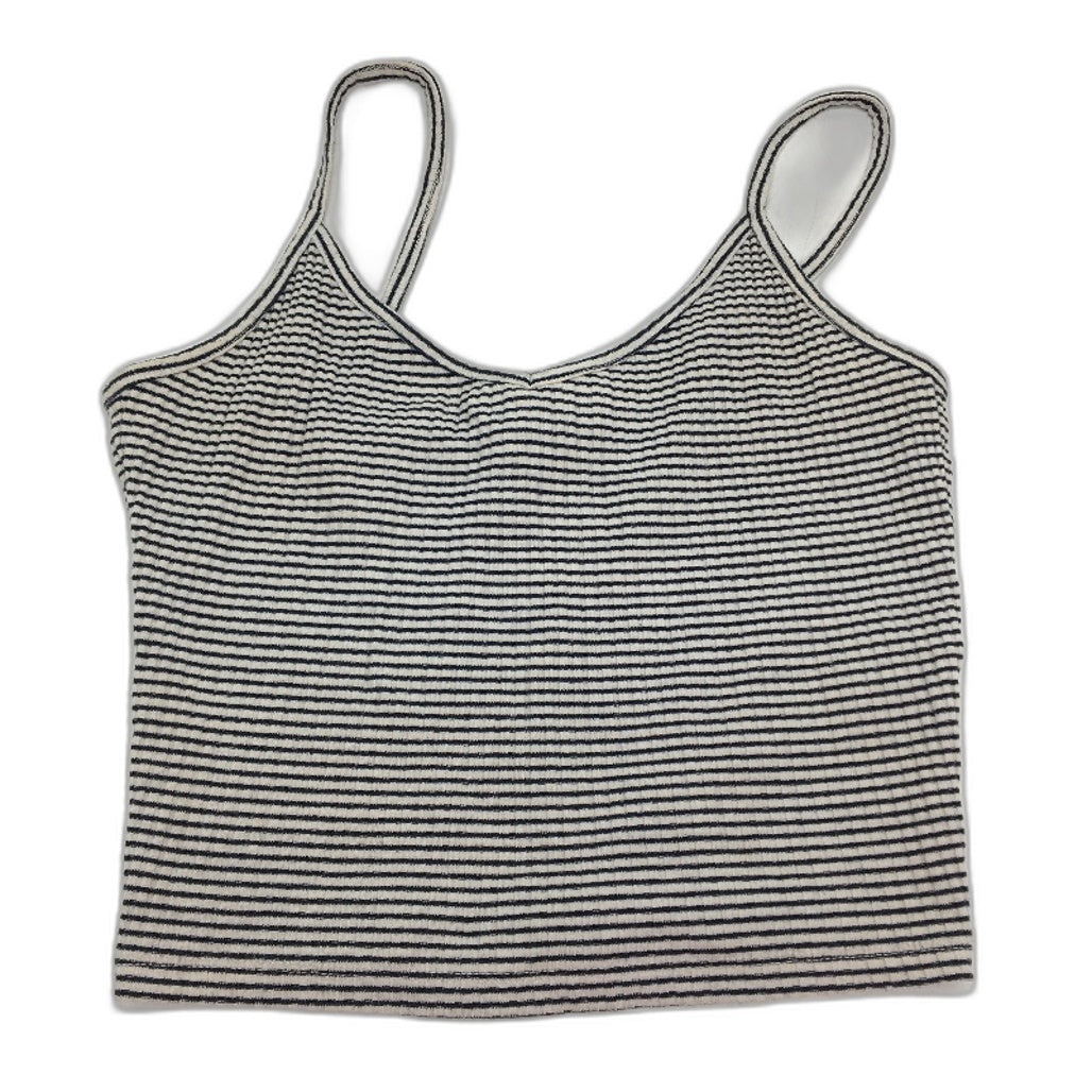 Sportsgirl Ribbed Black White Stripe Spaghetti Strap Crop Top Ladies Size Small