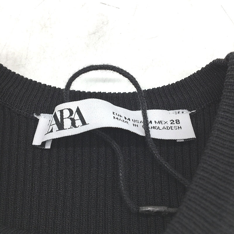 Zara Asymmetrical Ribbed Slim Fit Black Cutout Sleeveless Top Ladies Size Medium