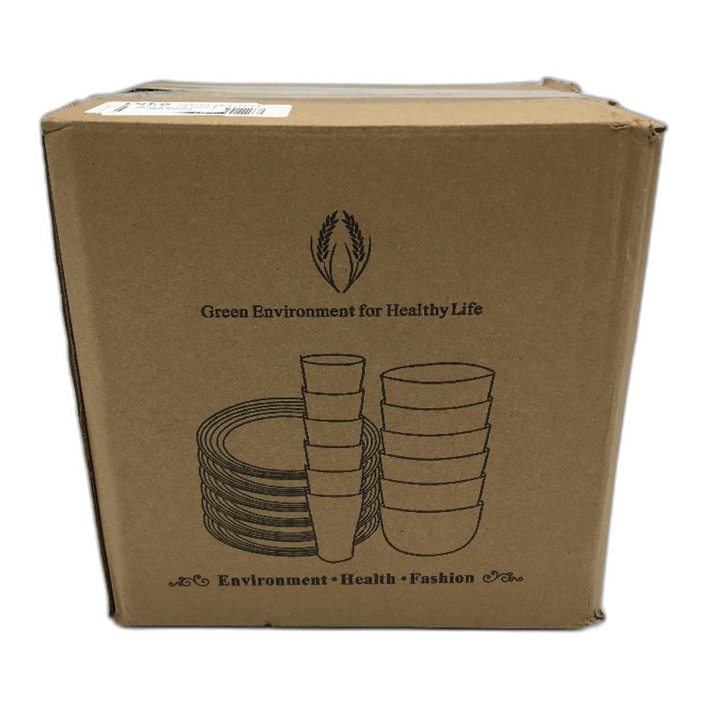 18 Piece BPA Free Black Wheat Straw Dinnerware Bowl Plates and Cups Set NEW