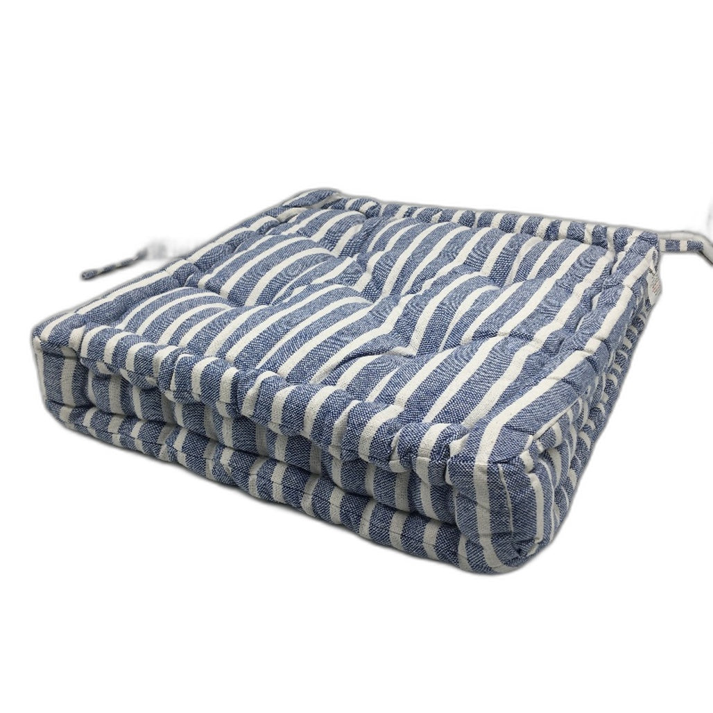 Nicola Spring French Mattress Blue Stripe Seat Cushion Pads 40x40cm NEW