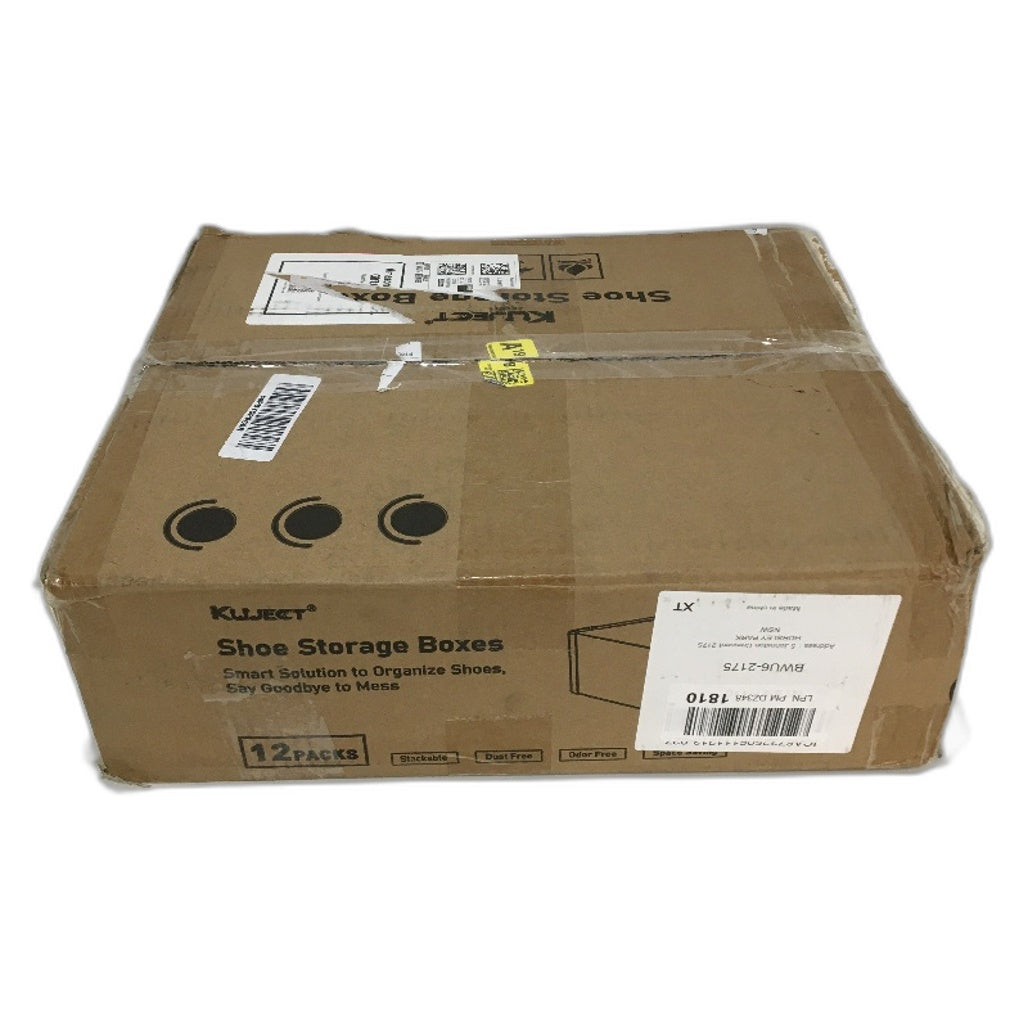 Kuject 12 Pack Clear Plastic Stackable Shoe Storage Organiser with Lids NEW