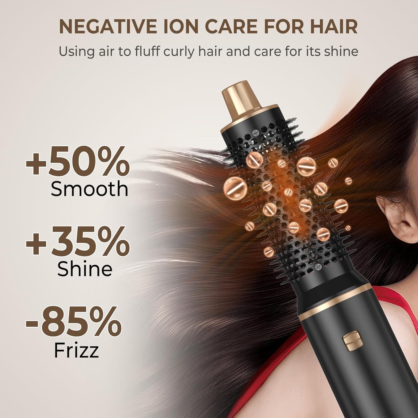 5 in 1 Hot Air Blow Dryer Hair Curler Detachable Brush Set in Black Gold NEW