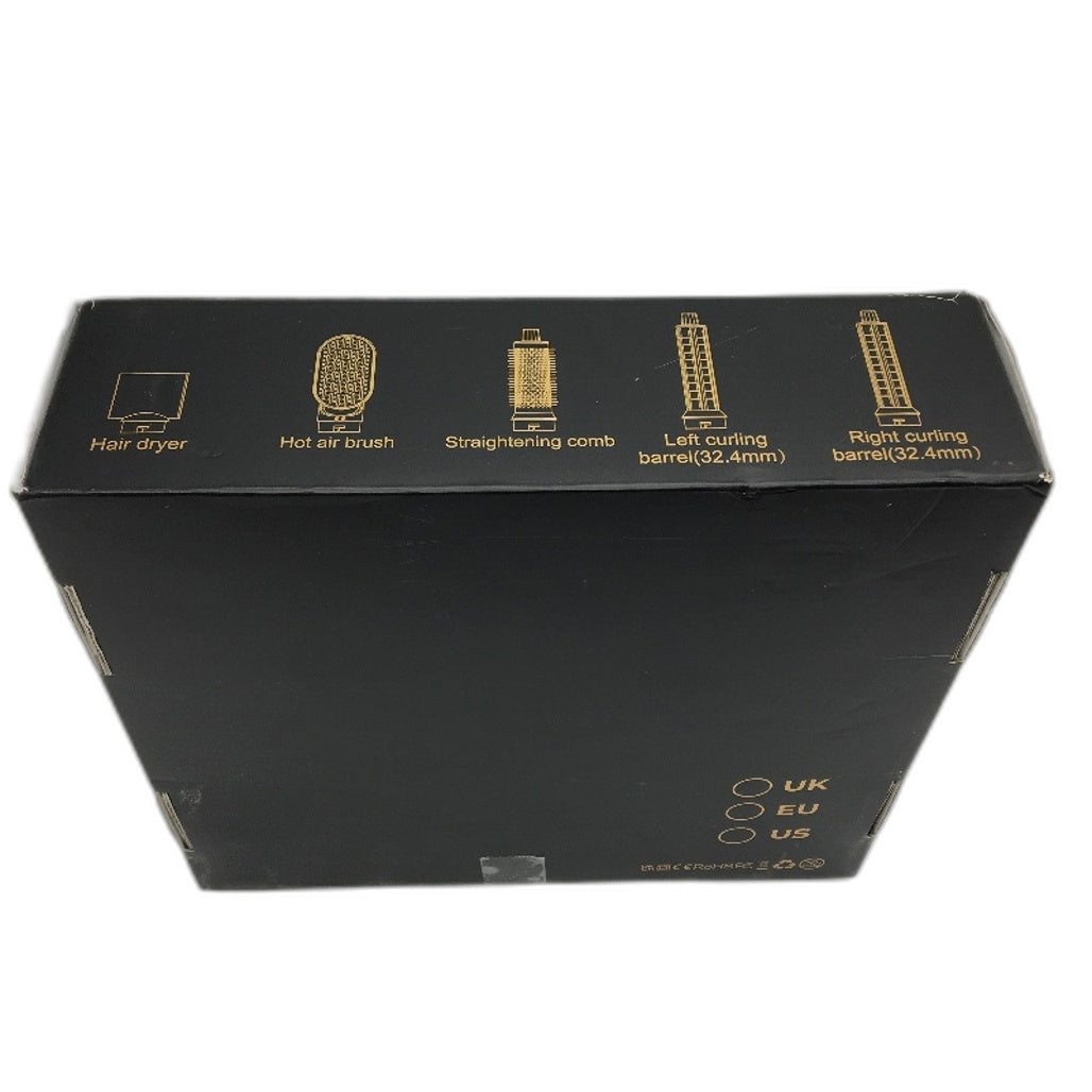 5 in 1 Hot Air Blow Dryer Hair Curler Detachable Brush Set in Black Gold NEW