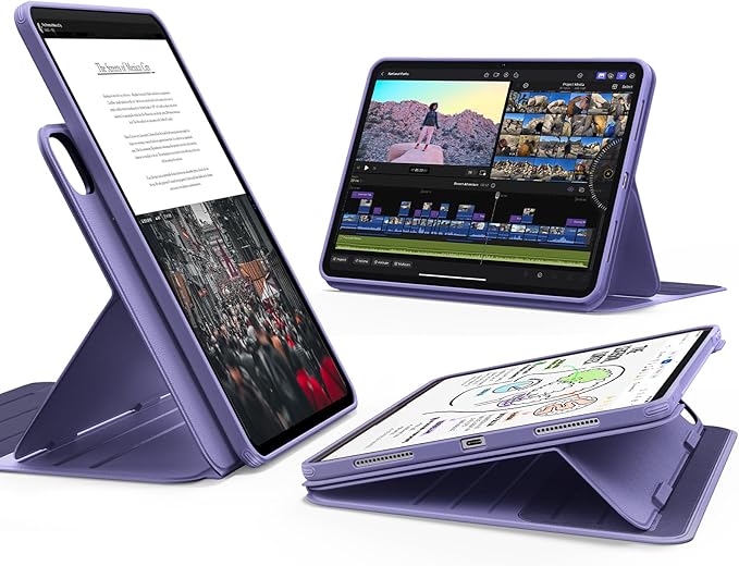 ESR Shift Series iPad Pro 13 Inch 2024 Removable Magnetic Case in Purple NEW