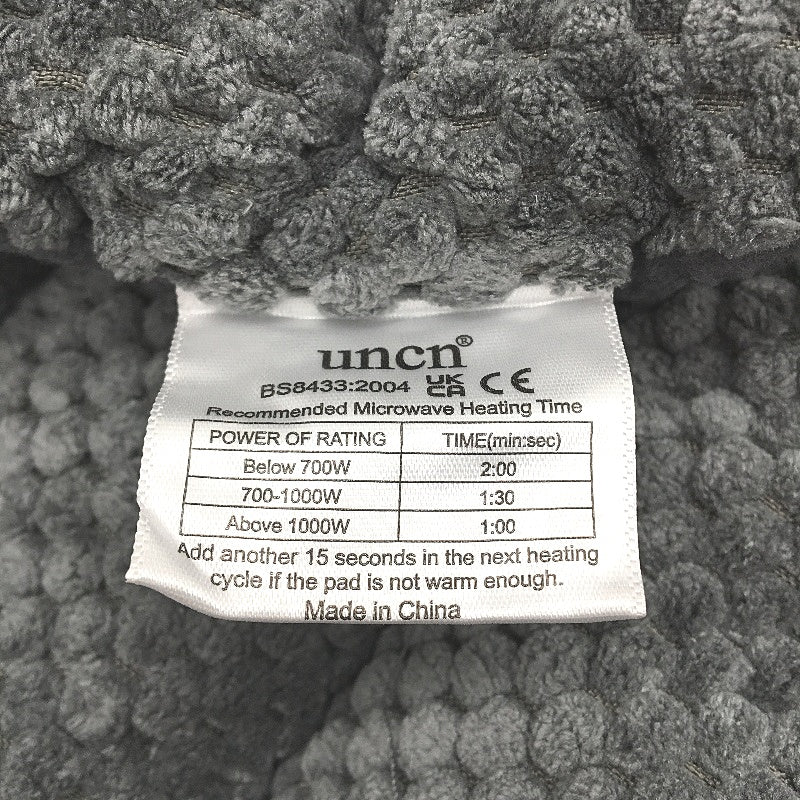 Uncn Microwavable Neck Grey Fleece Natural Filling Wrap in Grey NEW