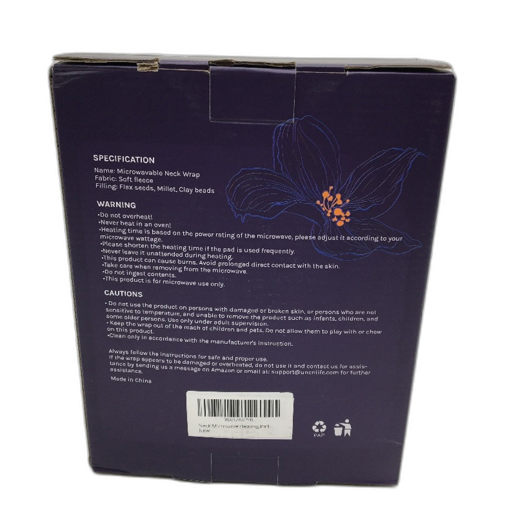 Uncn Microwavable Neck Grey Fleece Natural Filling Wrap in Grey NEW