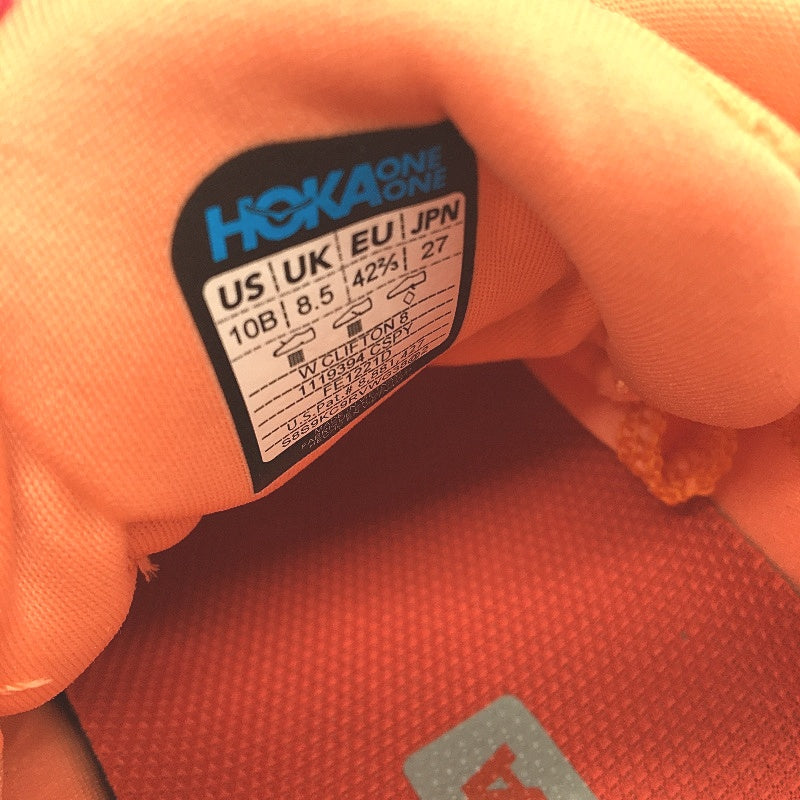 Hoka One One Peach Orange Clifton 8 Running Sneakers Ladies Size US 10B EU42 NEW