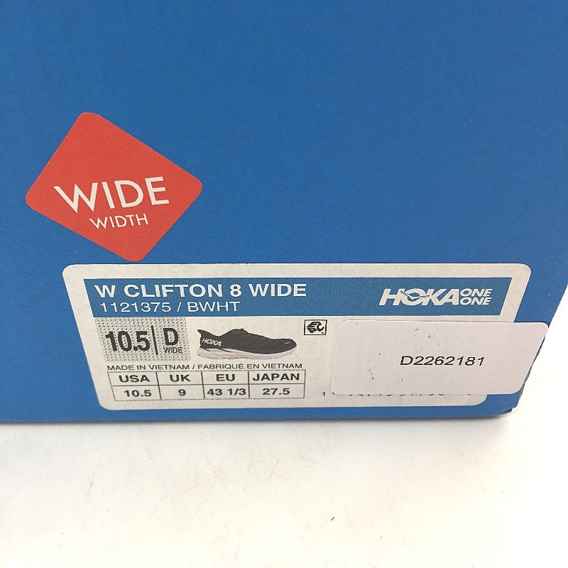 Hoka One One Black Clifton 8 Sneakers Ladies Size WIDE FIT US 10.5D EU 43 NEW