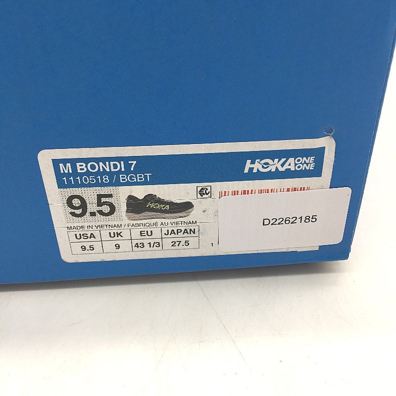 Hoka Black & Green Bondi 7 Running Thick Sole Sneakers Mens Size US 9.5 EU43 NEW