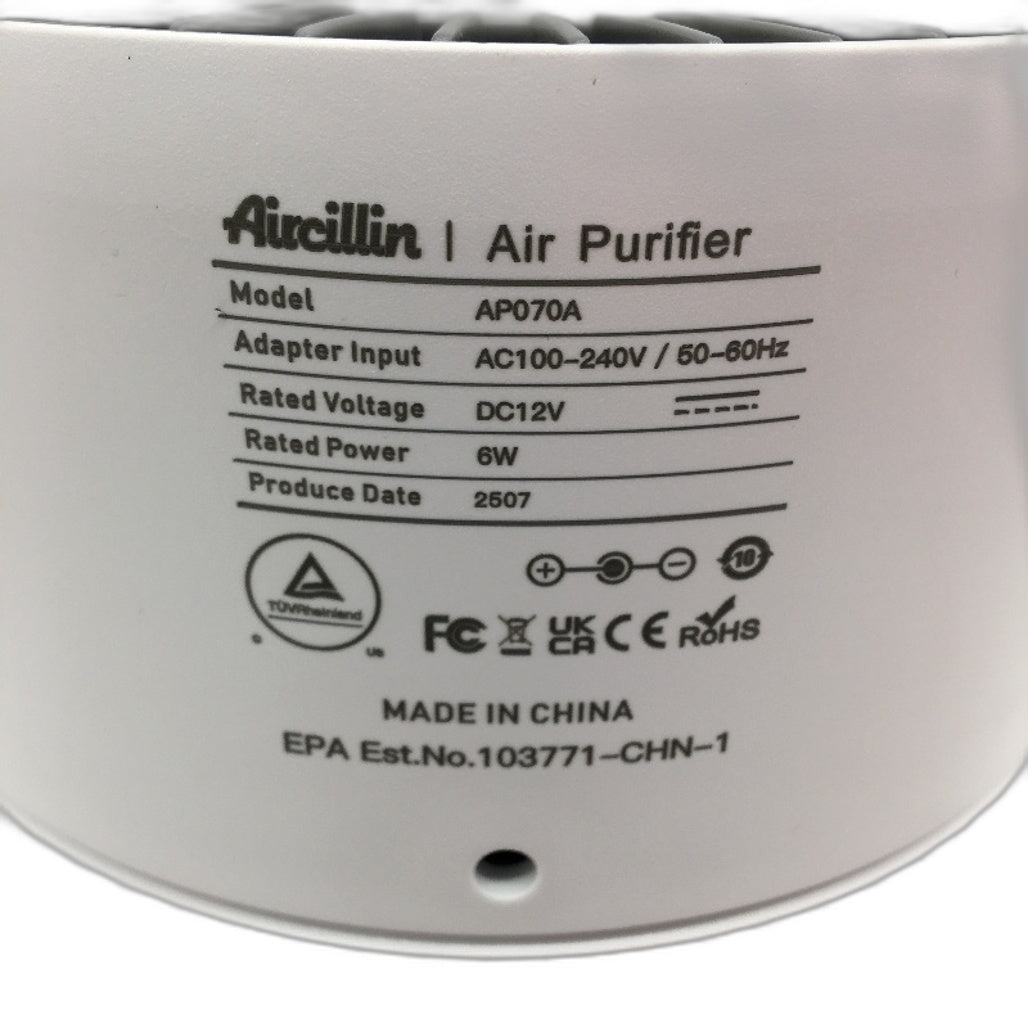 Aircillin AP070A Home Air Purifier With HEPA Filter Removes 99.99% Particles NEW