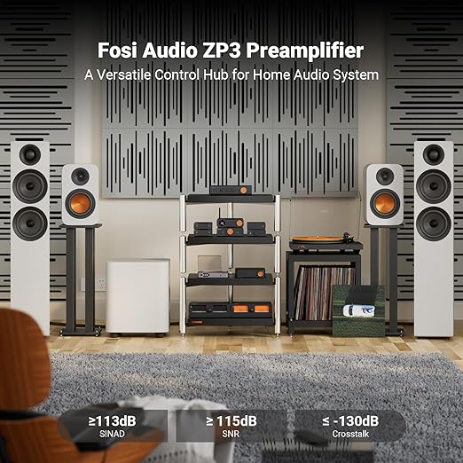 Fosi Audio ZP3 Balanced Preamp With 2 RCA & 1 XLR Inputs HPF Pre Amplifier NEW