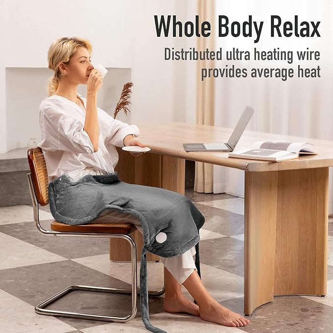 Wearable Large Electric Heating Pad Back Pain Relief Adjustable Heat Timer NEW