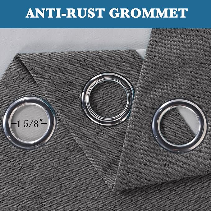 Smarcute 2 Pair Pack 100% Blackout Curtains Thermal Insulated Textured Grey NEW