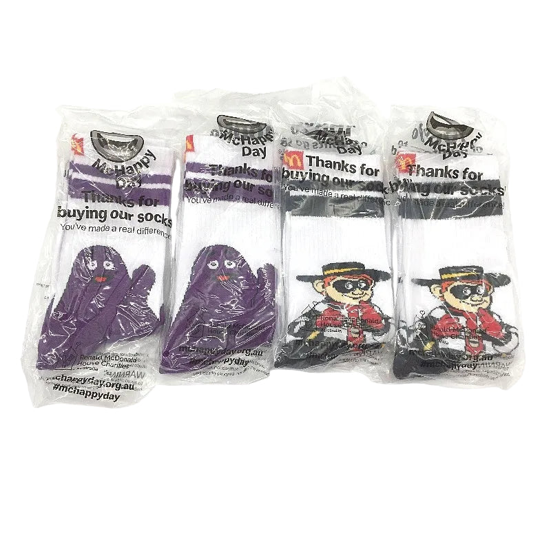 McDonald's McHappy Day Silly Socks 4 Pack Grimace & Hamburglar Unisex Adult NEW