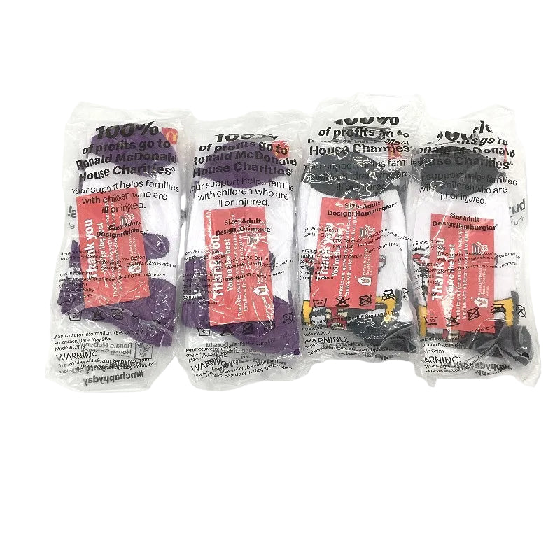 McDonald's McHappy Day Silly Socks 4 Pack Grimace & Hamburglar Unisex Adult NEW