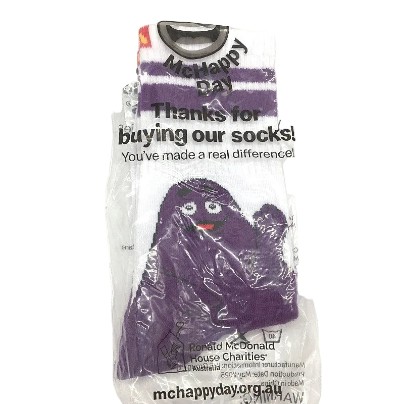 McDonald's McHappy Day Silly Socks 4 Pack Grimace & Hamburglar Unisex Adult NEW