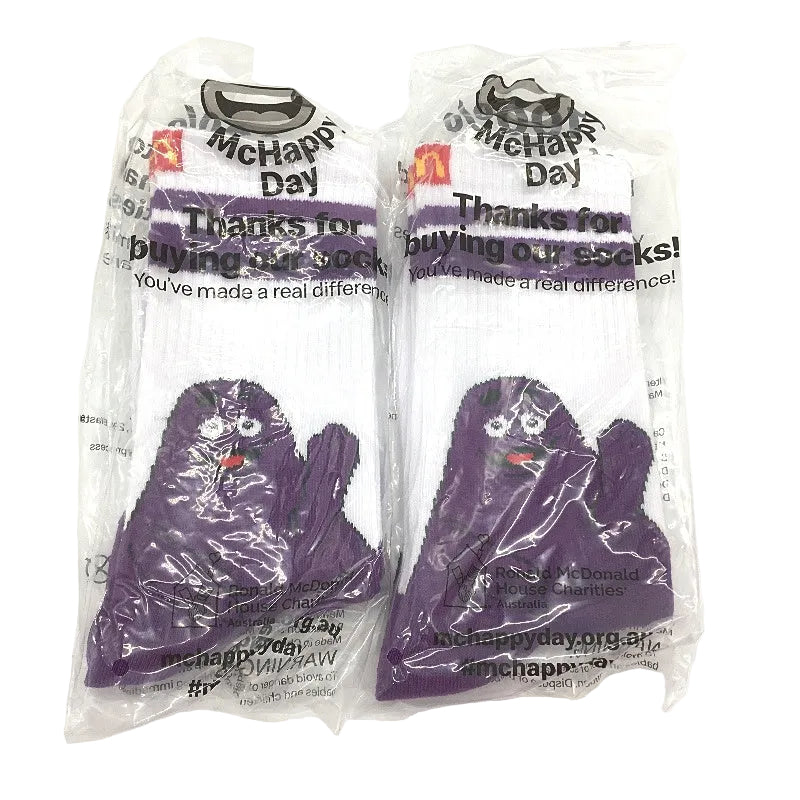 McDonald's McHappy Day Silly Socks 2 Pack Grimace Unisex One Size Adult NEW