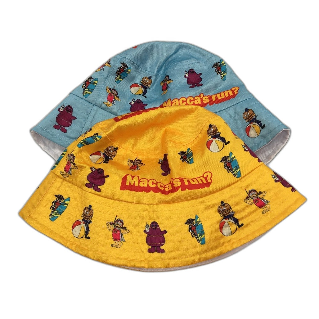 McDonald's McHappy Day Bucket Hats 2 Pack Blue & Yellow One Size Kids/Adults NEW