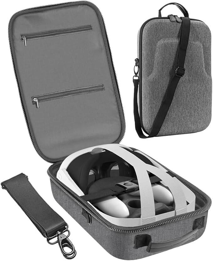 Hard Shell Case For Oculus VR Gaming Headset Controllers Accessories Grey NEW