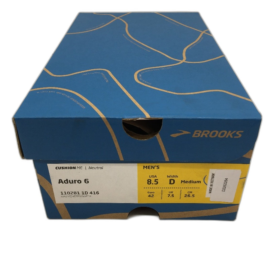 Brooks Aduro 6 Navy Blue & Cherry Running Sneaker Shoes Mens US 8.5D EU42 NEW