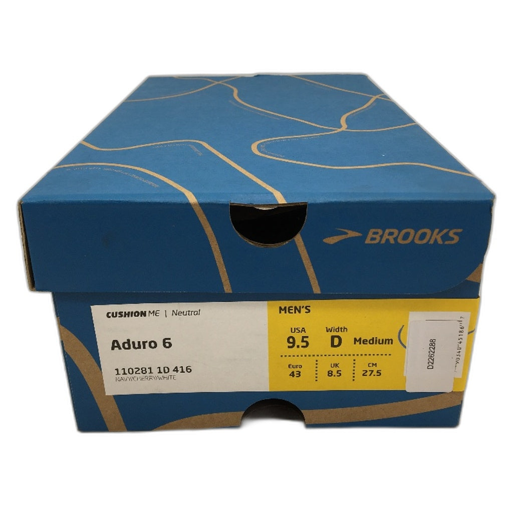 Brooks Aduro 6 Navy Blue & Cherry Running Sneaker Shoes Mens US 9.5D EU 43 NEW
