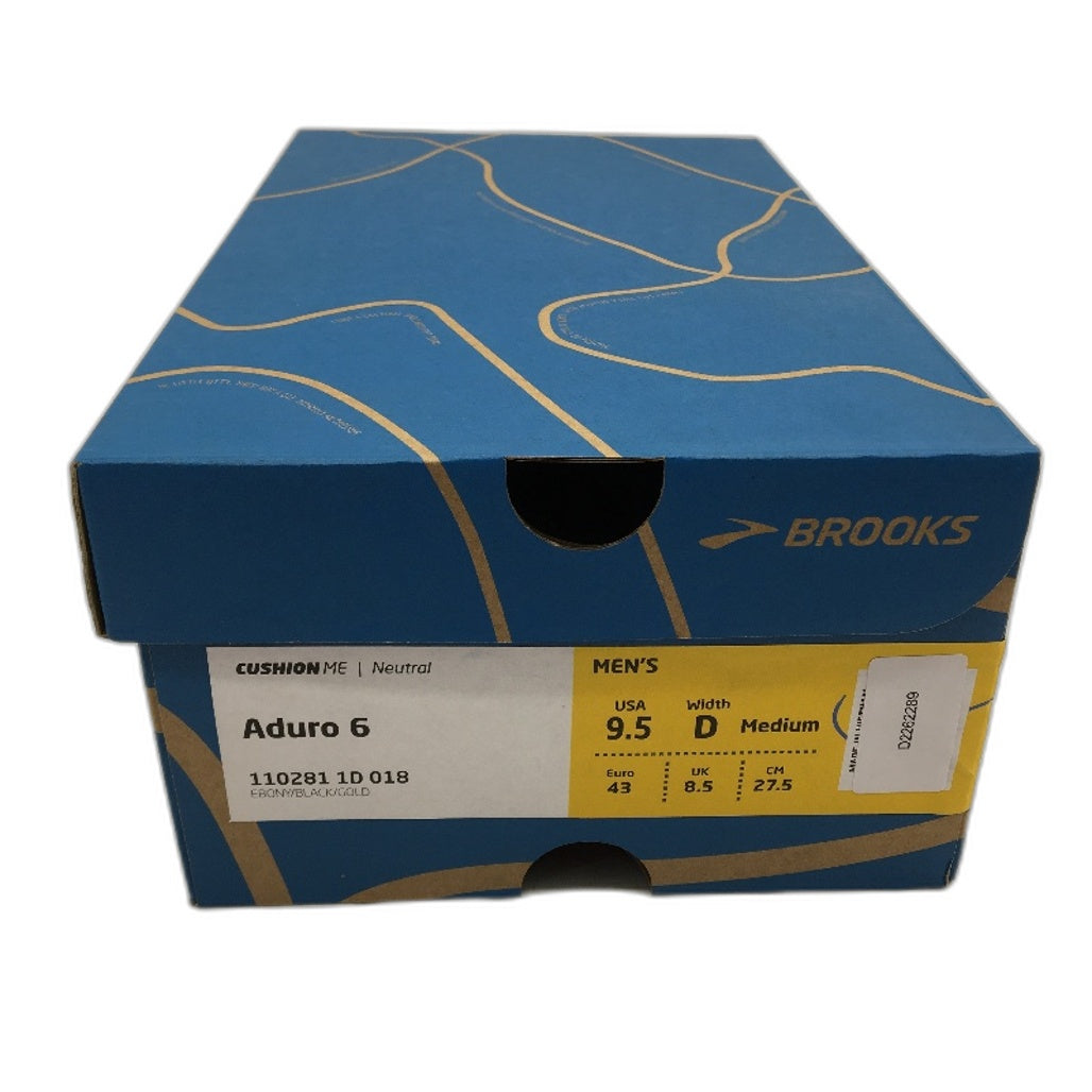 Brooks Aduro 6 Charcoal Grey & Gold Running Sneaker Shoes Mens US 9.5D EU 43 NEW