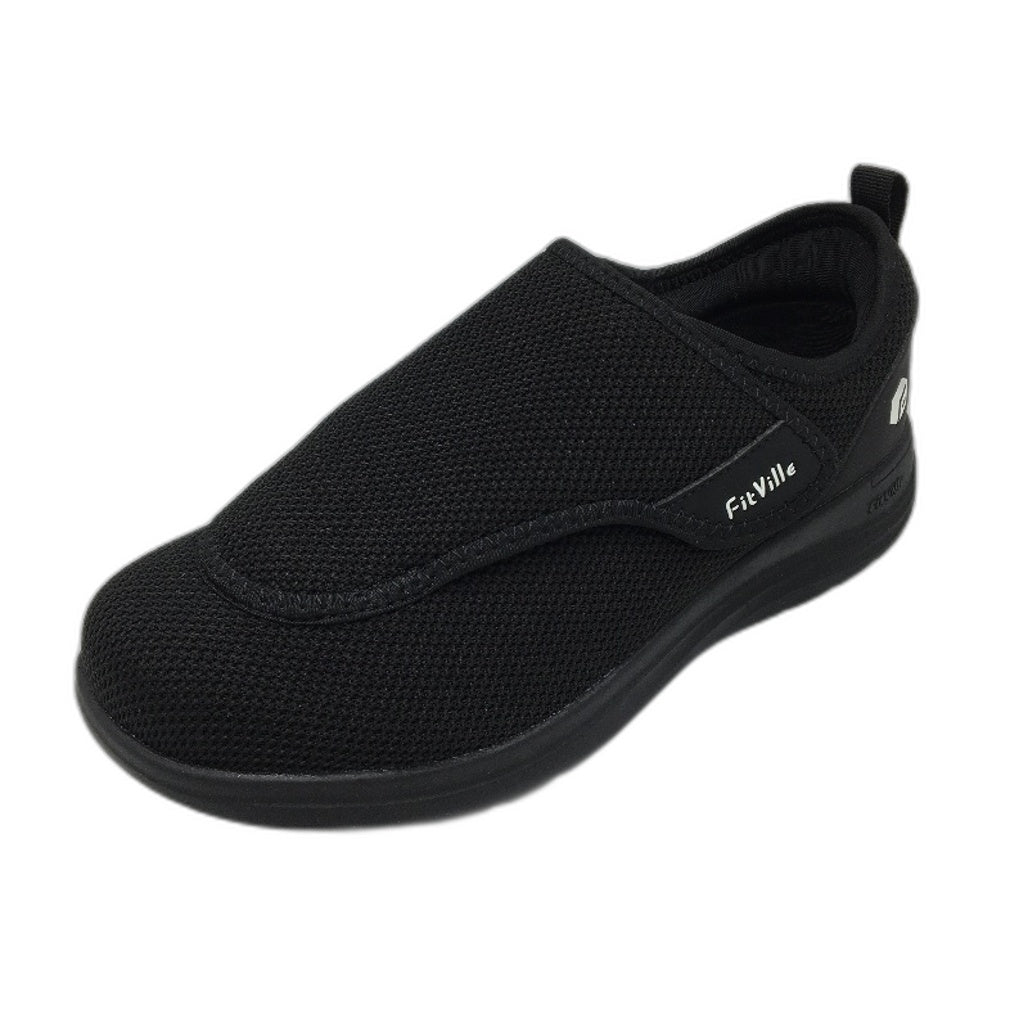 FitVille Black Easytop Wings Diabetic Lightweight Shoes Ladies US 9W EU 39.5 NEW