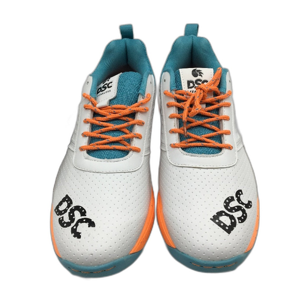 DSC Fearless Jaffa 22 White Teal Orange Cricket Sports Shoes Mens UK 10 US11 NEW