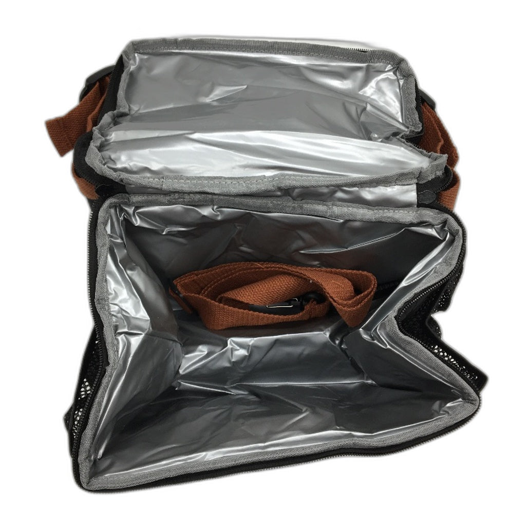 INSMEER 15L Black Quilted Dual Layer With Carry Strap Insulated Lunch Bag NEW