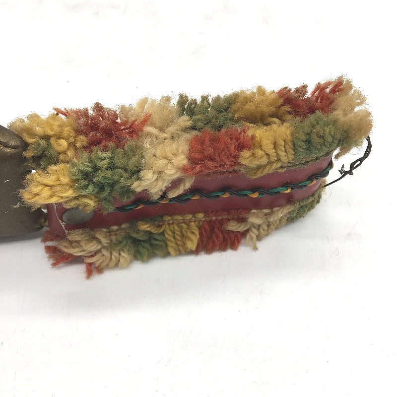 VINTAGE Red Vinyl Hanging Brass Coloured Metal Cow Bell