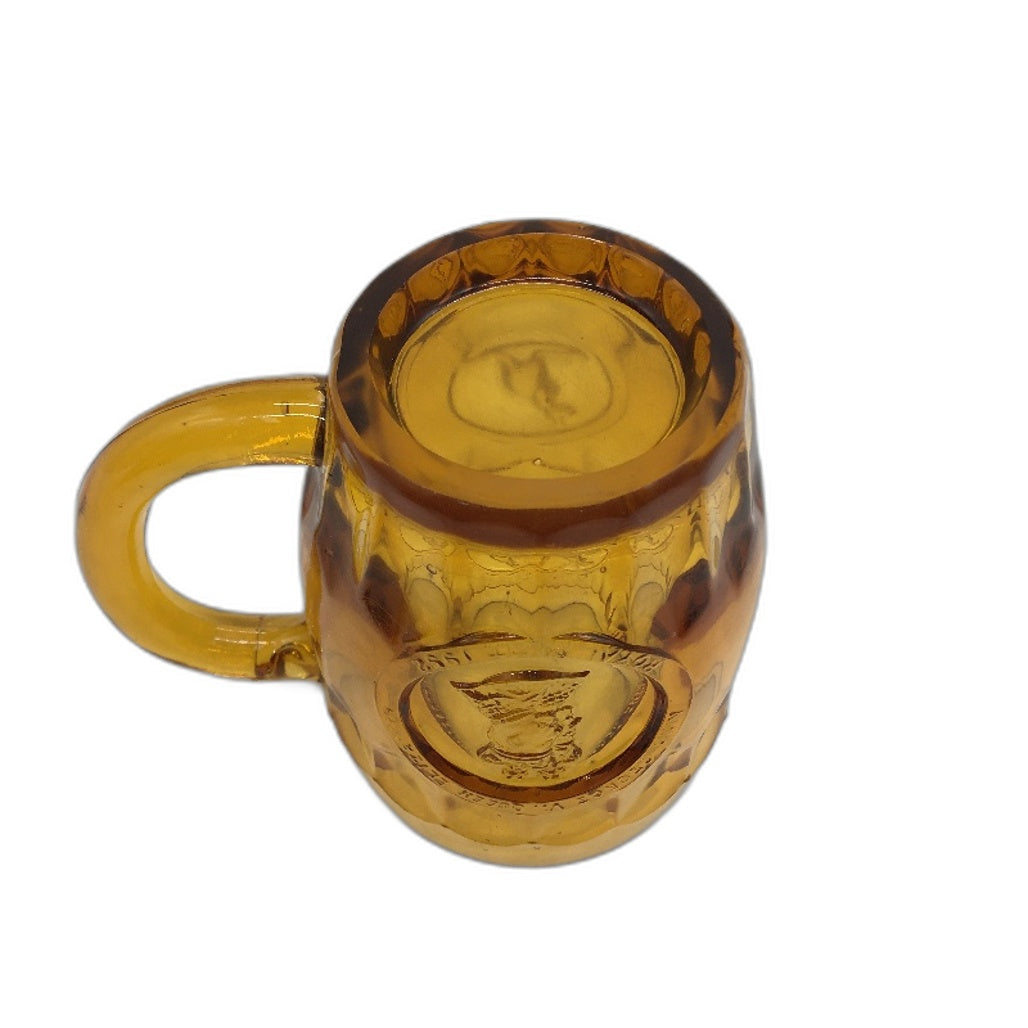 VINTAGE Set of 2 1952 King George Royal Visit Commemorative Amber Glass Mugs