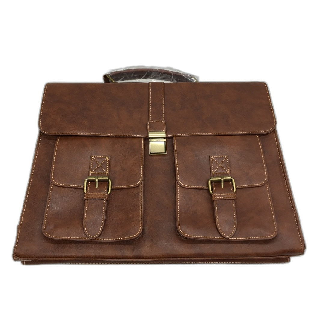 Lubardy Brown PU Leather Waterproof Computer Laptop Messenger Bag Satchel NEW