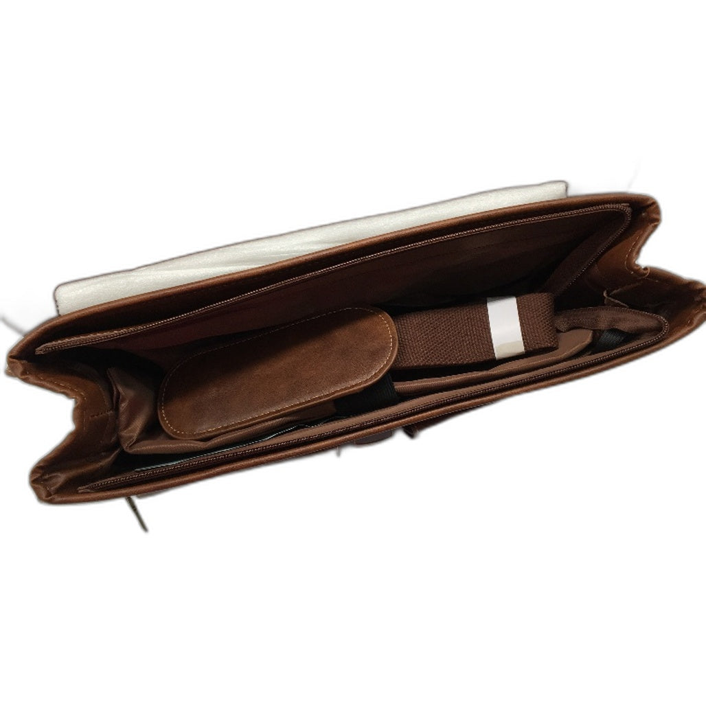 Lubardy Brown PU Leather Waterproof Computer Laptop Messenger Bag Satchel NEW