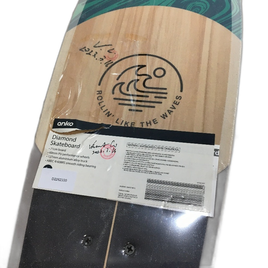 Rolling Waves 38 Inch Natural Maple Timber Surf Grip Deck Skateboard DEMO
