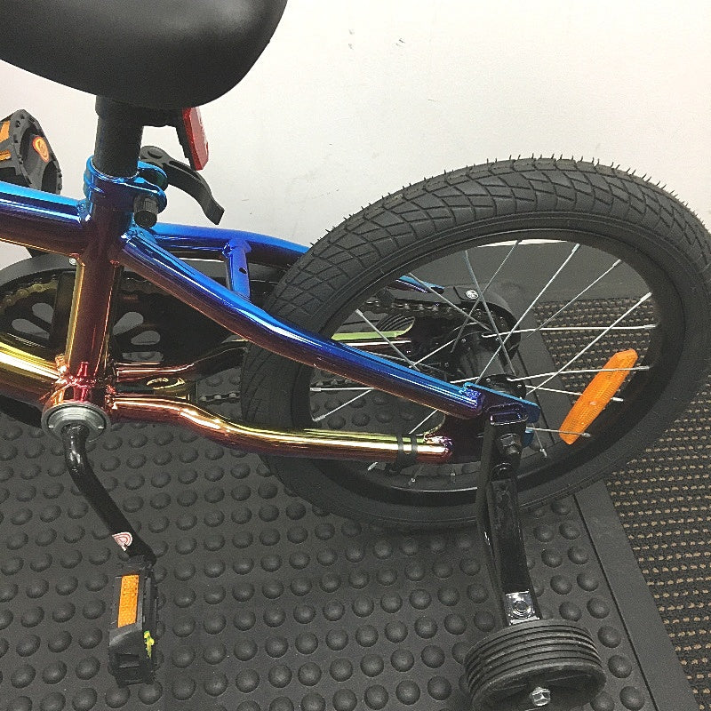 Multicoloured 40cm Oil Slick Bike Chain Guard Removable Training Wheels DEMO