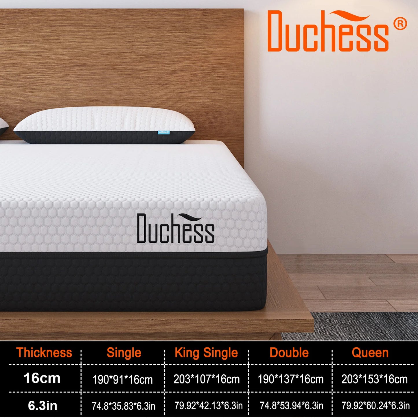 Duchess Mattress Queen Bed Mattresses Cool Gel Memory Foam No Spring NEW