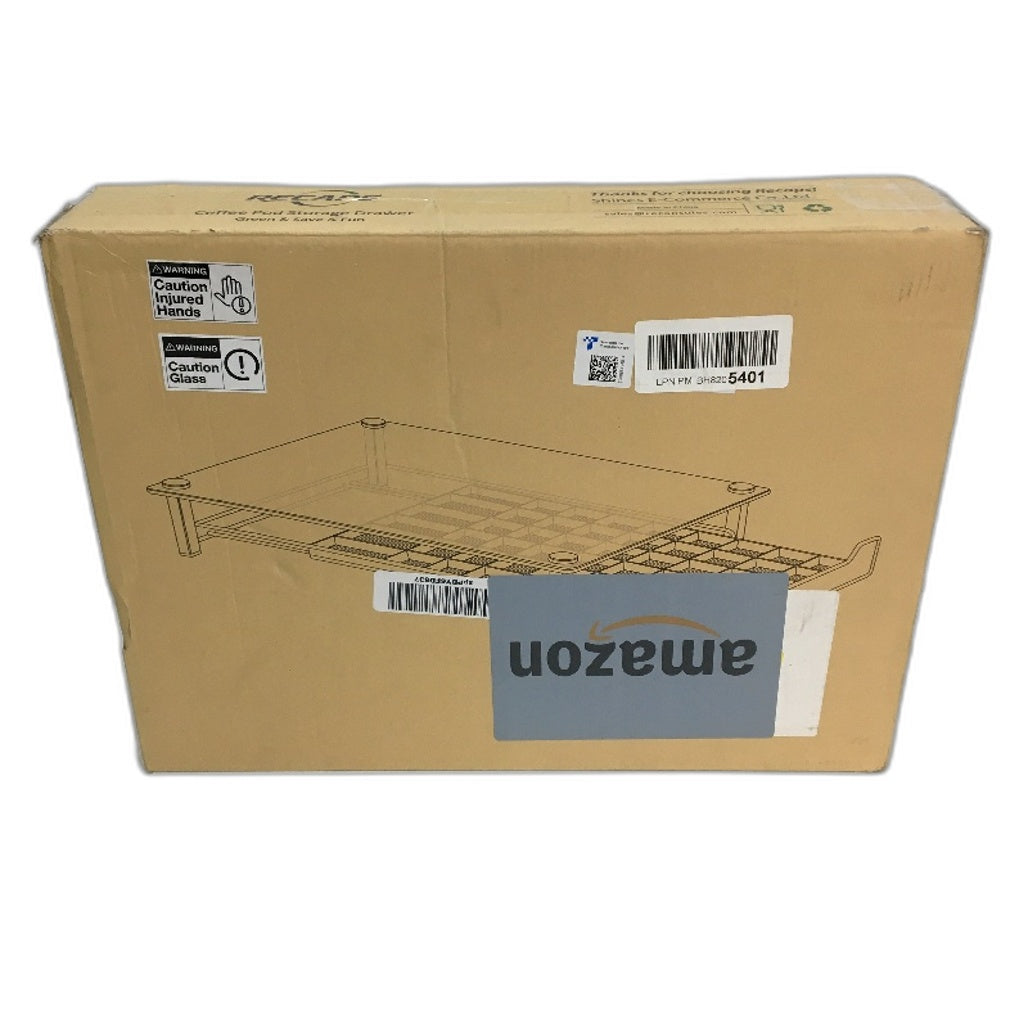 Recaps Coffee Pod Holder Storage Drawer Holds 60 Pods Cast Iron & Glass