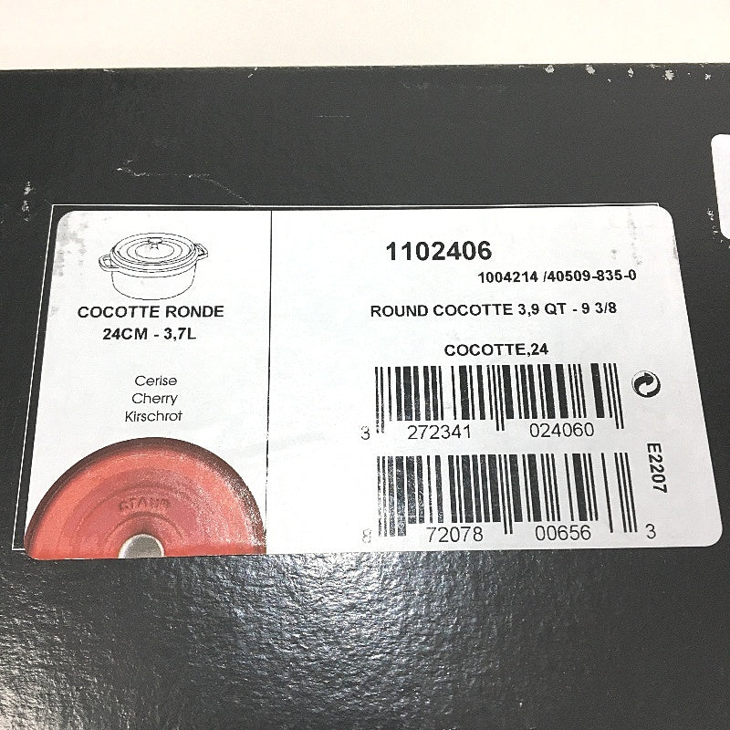 Staub en France Cocotte Ronde 24cm 3,7L Enamelled Cast Iron Self Basting Lid
