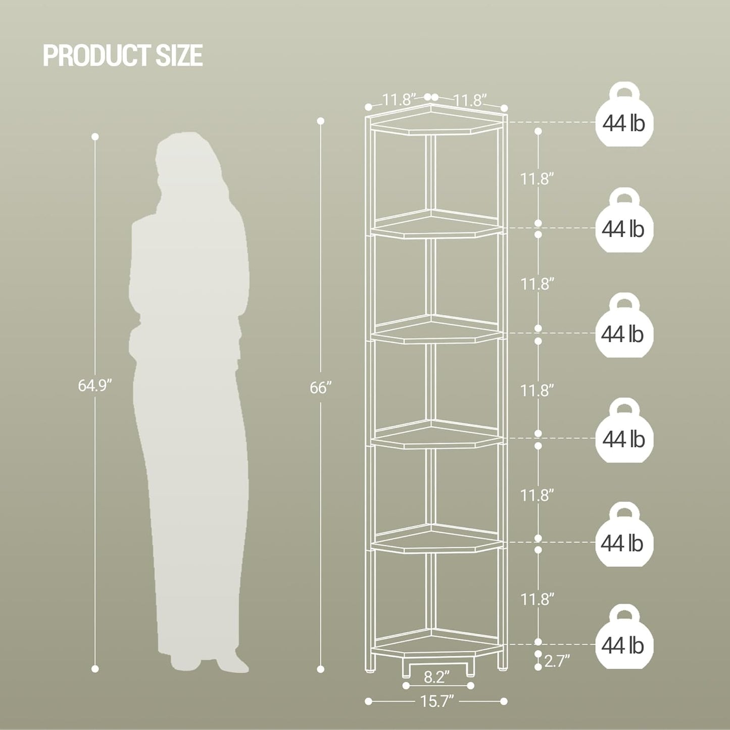 Hzuaneri Standing Corner 6 Tier Wood Ladder Shelf Space Saving CS06013W NEW